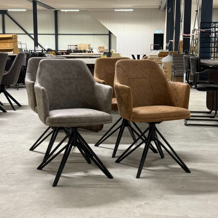 Draaistoel Set Taupe Cognac