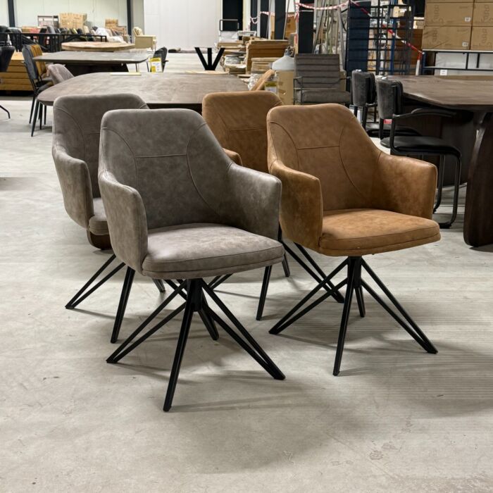 Draaistoel Set Taupe Cognac
