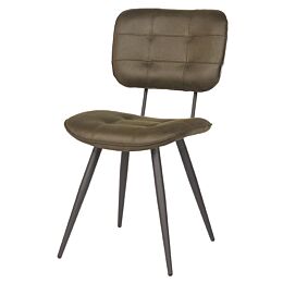 LABEL51 Eetkamerstoel Gus Army Green Microfiber